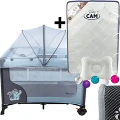 EBABY - Cuna Corral con Cambiador Happy Dream + Colchón para cuna