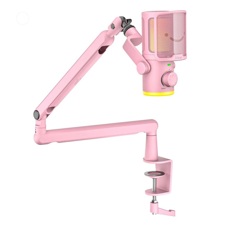 - Micrófono Ampligame TAM6 RGB USB Incluye Brazo - Pink