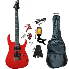 GENERICO - Pack de Guitarra Eléctrica con Afinador Capo Funda