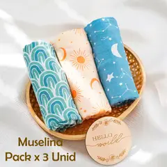 GENERICO - Manta Muselina para Bebé 100% Algodón Pack x 3 Unidades