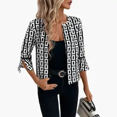 KAST PE - Chaqueta Madeline Cardigan mujer Blanco y negro - Talla SM