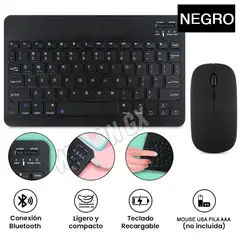 GENERICO - Teclado con Mouse Bluetooth Inalambrico para Pc Tablet Mac iPad Negro
