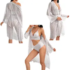 GENERICO - LENCERÍA ENCAJE TRES PIEZAS TD 817- COLOR AL AZAR