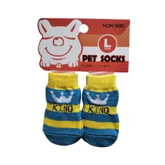 GENERICO - Pack x 1 Set de medias antideslizantes king celeste talla L