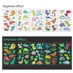 GENERICO - 4 laminas de stickers tatuajes temporales Dinosaurios