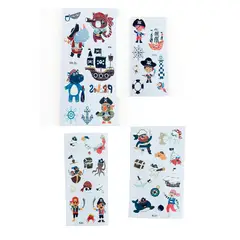 GENERICO - 4 laminas de stickers tatuajes temporales Piratas