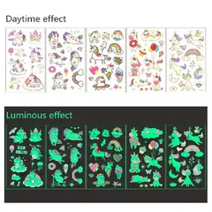 GENERICO - 4 laminas de stickers tatuajes temporales Unicornios Model 2