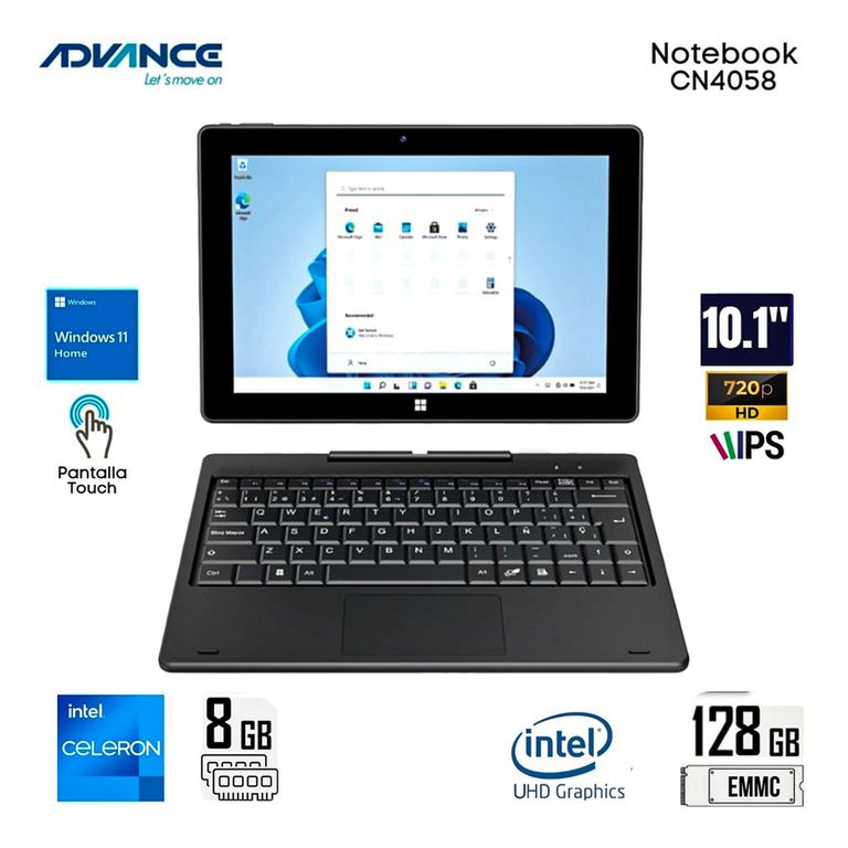 NOTEBOOK 2 EN 1 CN4058 10.1" CELERON N4020 1.10 GHZ 8GB RAM 128GB