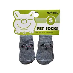GENERICO - Pack x 1 Set de medias antideslizantes gris gatito talla S