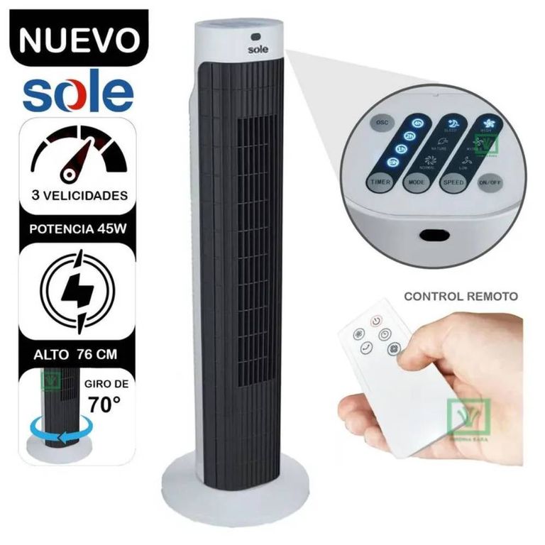 Ventilador de Aire Tipo Torre 76cm SOLAIR019 Blanco