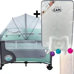 EBABY - Cuna Corral con Cambiador Happy Dream + Colchón para cuna