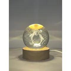 GENERICO - Lampara Bola de Cristal USB - Delfines con corazon 6 cm