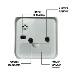 GENERICO - Reloj con alarma de 15cm diseño dibujos - Rosa