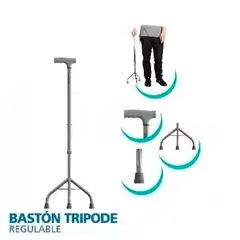 GENERICO - Baston Tripode 3 Apoyos T Patas Araña Base Copa Reforzado