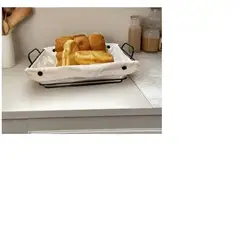 GENERICO - Panera Rectangular de Metal y Tela Cesta A1