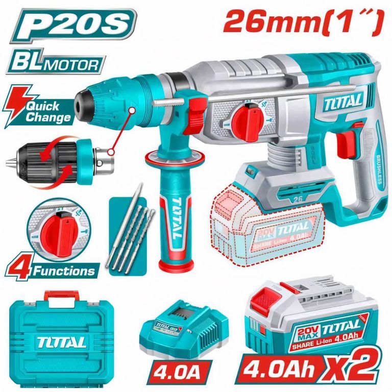 ROTOMARTILLO SDS+26MM 20V 2.5J BL 4 FUNCIONES INDUSTRIAL-TRHLI202689