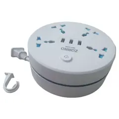 GENERICO - EXTENSIÓN CON CABLE RETRACTIL DE 4M BLANCO MAX 2500W ALARGADOR