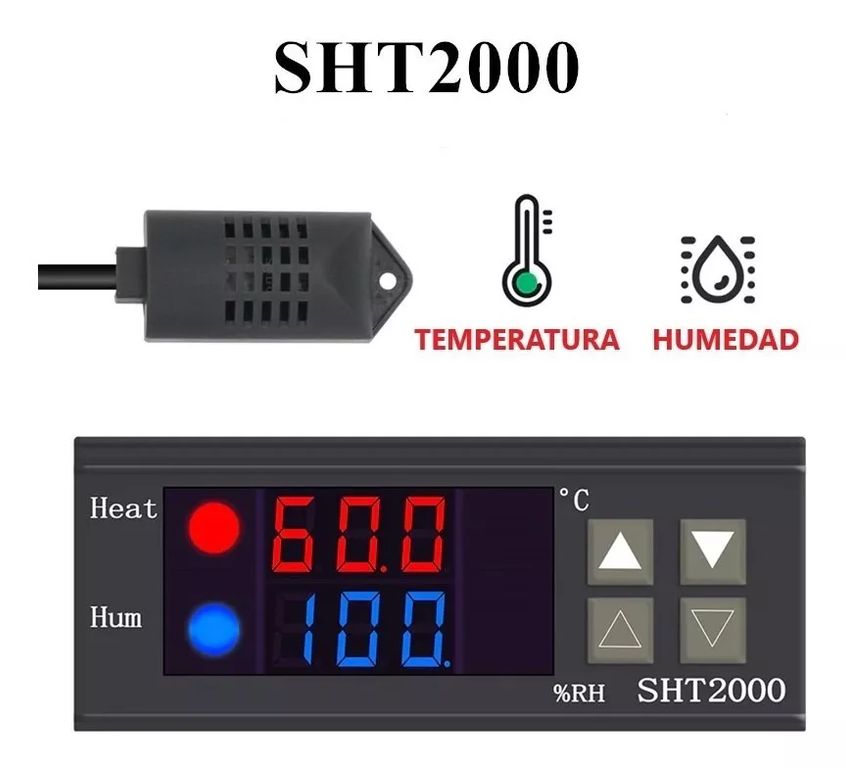 CONTROLADOR TERMOSTATO SHT2000 HUMEDAD Y TEMPERATURA
