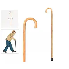 GENERICO - Basto Adulto Mayor De Madera Solida Mango Curvo