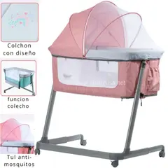EBABY - Cuna Colecho MARION con función colecho ROSADO