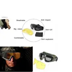 GENERICO - 1 Lentes Antiparra Goggles con 3 Lunas Tactico