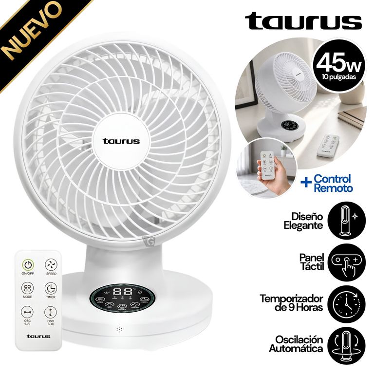 Ventilador de Mesa Recirculador Turbo Digital 45W Blanco