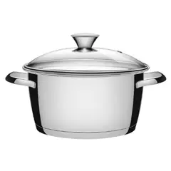TRAMONTINA - Olla Acero 24 Cm (5.67 Lt) Allegra con Tapa de Vidrio