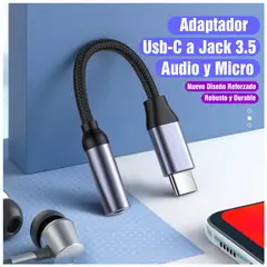 GENERICO - Adaptador Convertidor Usb C a Auxiliar Jack 3.5 Audio Micro Resistente