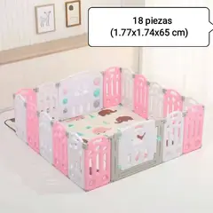 GENERICO - Corral Bebé Plegable Rosa 18 piezas + tapete