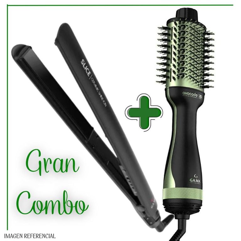Combo Plancha de Cabello Slice + Cepillo Secador Avocado 3D