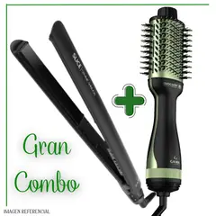 GAMA - Combo Plancha de Cabello Slice + Cepillo Secador Avocado 3D