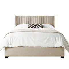 GENERICO - Cama Tapizada Panel Beige Claro Queen