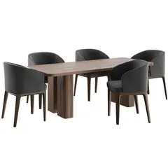 GENERICO - Juego de Comedor Emilia 6 Sillas - Marrón y Negro