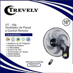 TREVELY - VENTILADOR DE PARED 16 VT-164 CONTROL REMOTO 80W