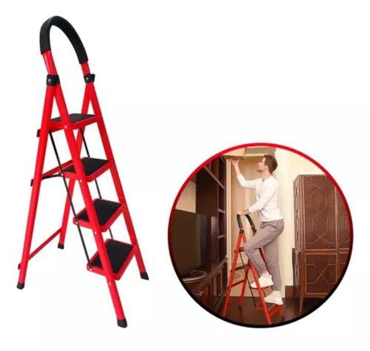 ESCALERA DE METAL PLEGABLE ROJO