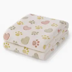 IDEAS PERFECTAS - Frazada Blanco Huellitas Felpa