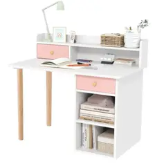 GENERICO - Escritorio Infantil Phyllis Blanco y Rosa Petrox Home