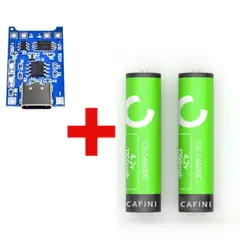 GENERICO - Cargador Placa Tp4056 Usb C + 2 Baterías Litio 18650 Recargable