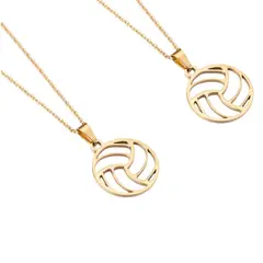 GENERICO - Set x 2 collares pelota Voley dorado para mejores amigos o pareja