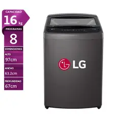 LG - Lavadora 16 kg Carga Superior TurboDrum™ WT16BVTB Negra - Motor Smart Inverter, Smart Motion.