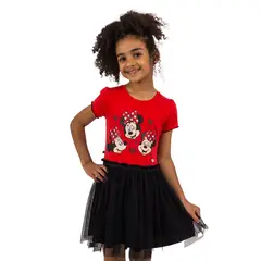 DISNEY - VESTIDO MODA MC NIÑA MINNIE MOUSE ROJO