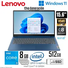 LENOVO - Laptop Ideapad Slim 3 15IAH8 Intel Core i5 12450H 8GB RAM 512GB SSD 15.6" FHD - ABYSS BLUE