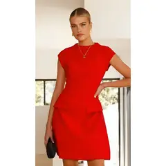 GENERICO - Vestido rojo coctel a la rodilla