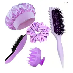 GENERICO - Kit de 5 Accesorios para el cuidado del cabello color Lila