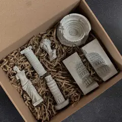 GENERICO - Set Esculturas de Concreto Torre Pisa Coliseo