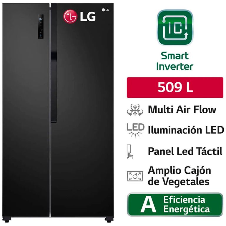 REFRIGERADORA SIDE BY SIDE NO FROST GS51MPD AHBGLPR 509 L NEGRO