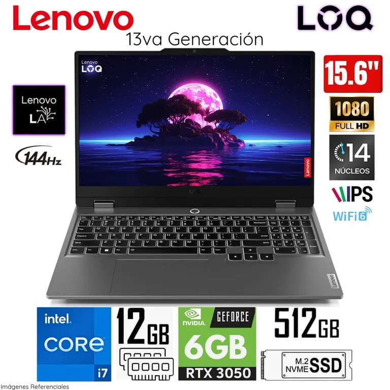 Laptop LOQ 15IRX9 Intel Core i7-13650HX 12GB RAM 512GB SSD 15.6" FHD RTX3050-6GB - 83DV00FHLM