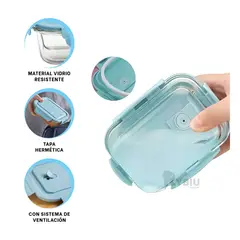 RYBIU IMPORT - Recipiente Sofisticado con Tapa de Celeste Y+Gift Stickers