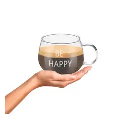 GENERICO - Vaso Duro de 350ML Be Happy Y+Regalo Ligas para Peinar