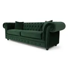 YOLODECORO - Sofá de 3 cuerpos Chesterfield Branagh Verde Pino